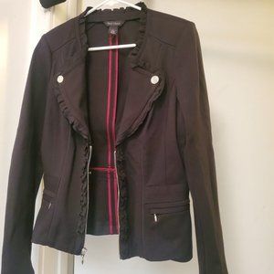 White House Black Market 6 Black Button Front Jacket Fitted Waist Silver Buttons